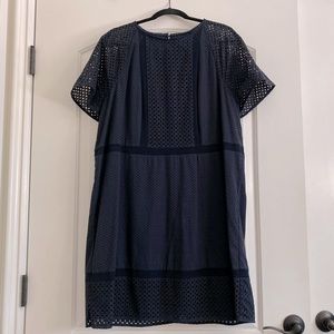 Ann Taylor Dress Short Sleeve Navy Blue